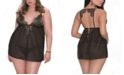 iCollection Plus Size Free Spirited Babydoll 2pc Lingerie Set, Online Only 